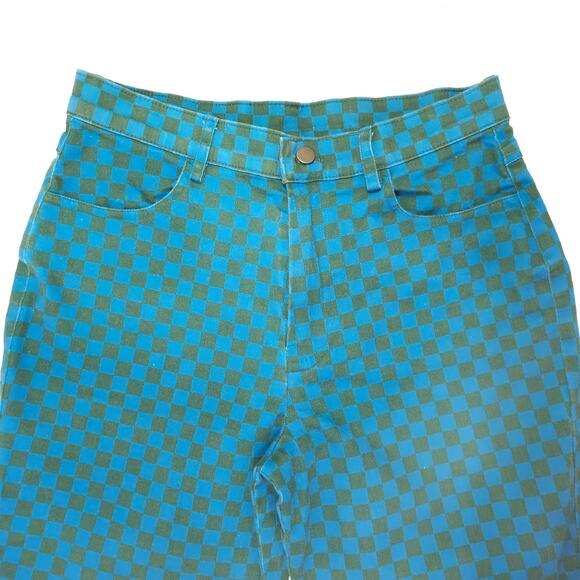 THE KIT Alexa Jean Cropped Checkered Pants Blue & Green Sz 4 Project Runway - Picture 5 of 12